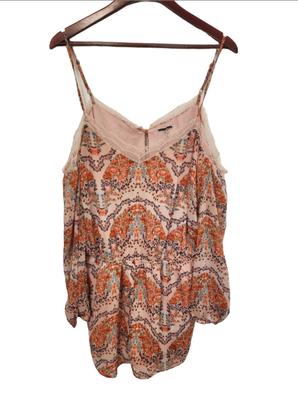 Charlotte Russe Floral Cold Shoulder Romper Size X Large